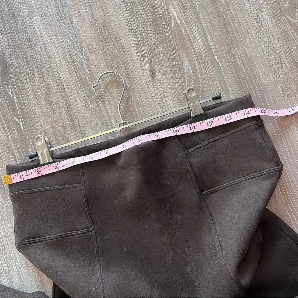SPANX chocolate brown faux leather leggings‎ women’s size L
